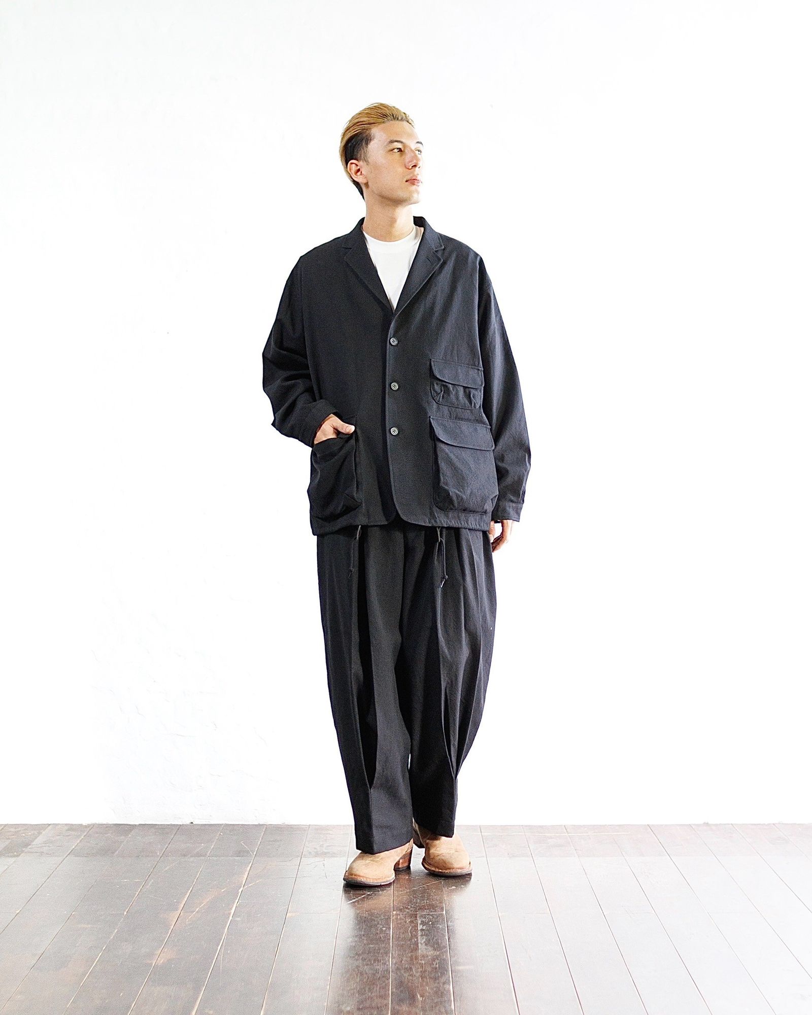 コムデギャルソン オム ウールサージ縮絨3Bジャケット セットアップ