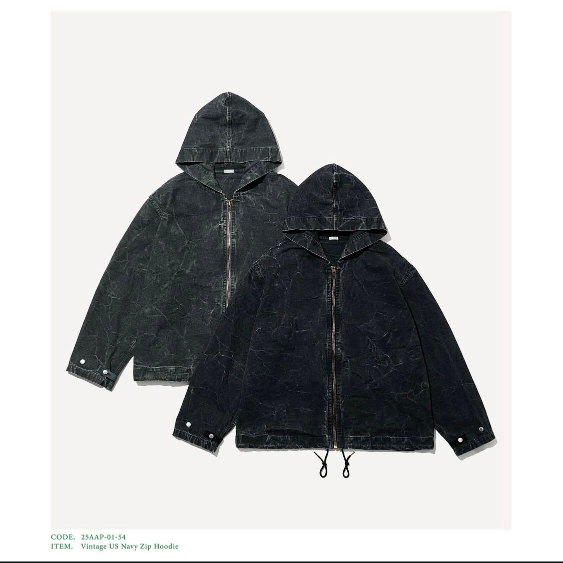 A.PRESSE - アプレッセ 2025 STYLE2 Vintage US Navy Zip Hoodie