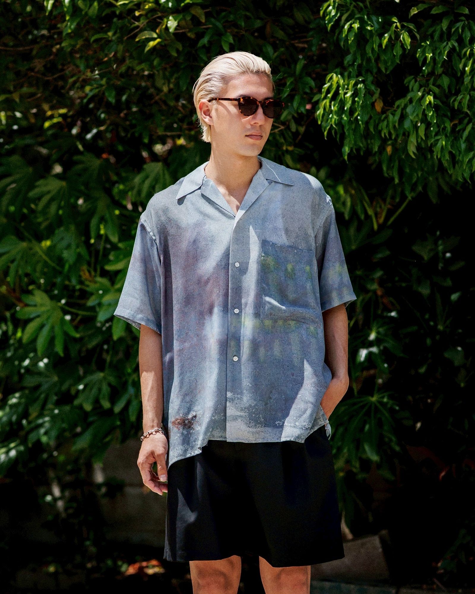 YOKE - ヨーク25SUMMER シャツ FRINGE CHECK TWEED OPEN COLLAR SHIRT