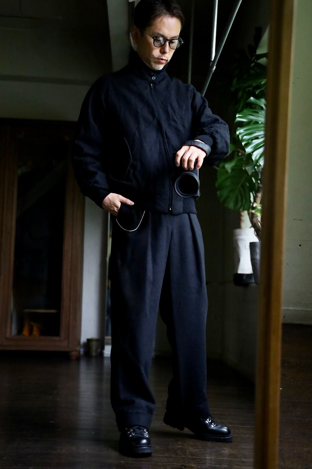 A.PRESSE - アプレッセ Tweed Harrington Jacket(24AAP-01-20H)BLACK