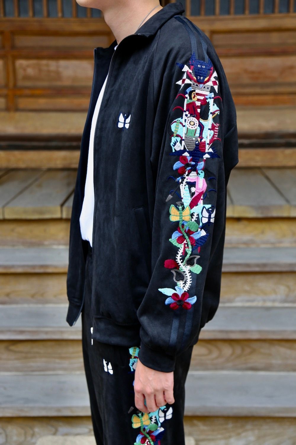 doublet CHAOS EMBROIDERY SUEDE TRACK JACKET