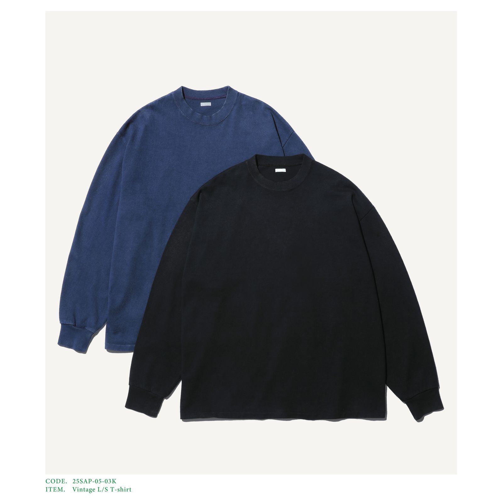 A.PRESSE - アプレッセ 25SS Vintage L/S T-shirt(25SAP-05-03K)BLACK