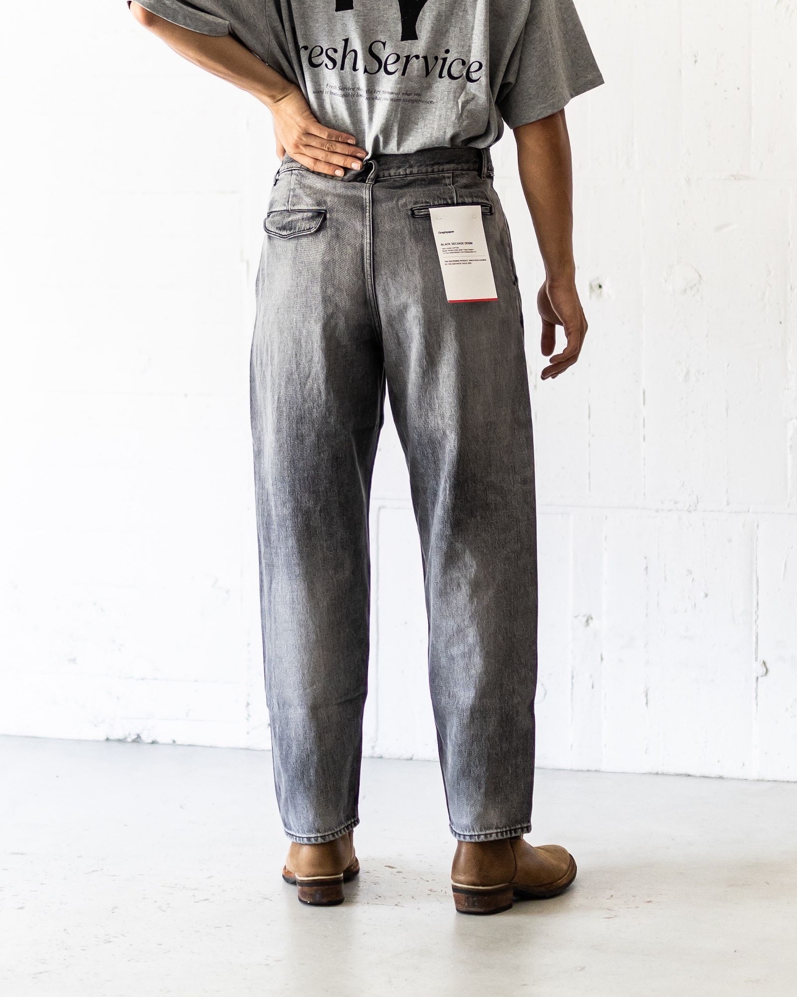 Graphpaper - グラフペーパー Selvage Denim Two Tuck Tapered Pants