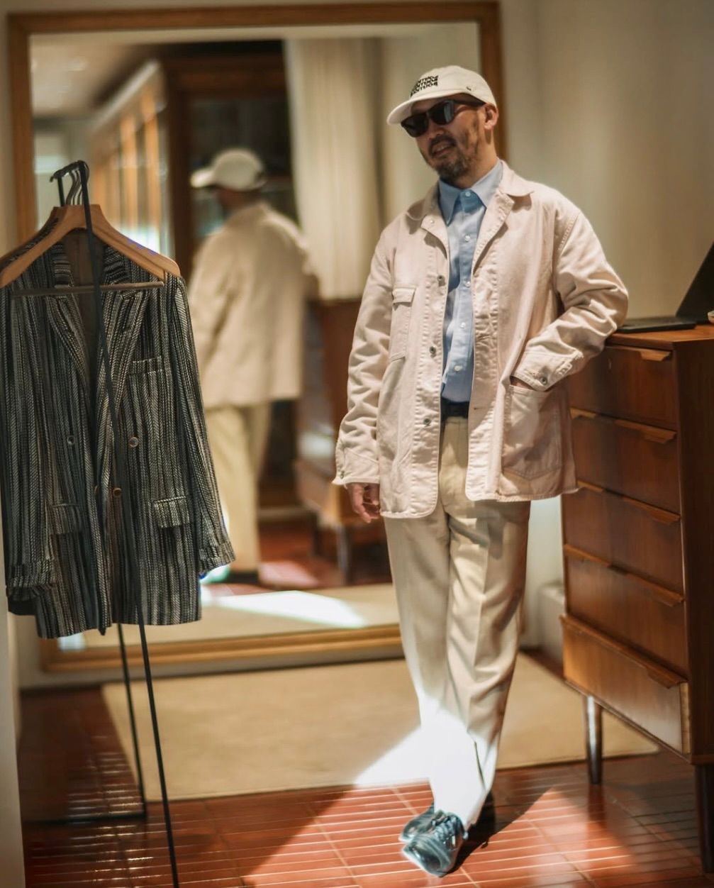 FOUNDOUR - ファウンダ 25SS COVERALL JACKET(015FD251001)PINK BEIGE