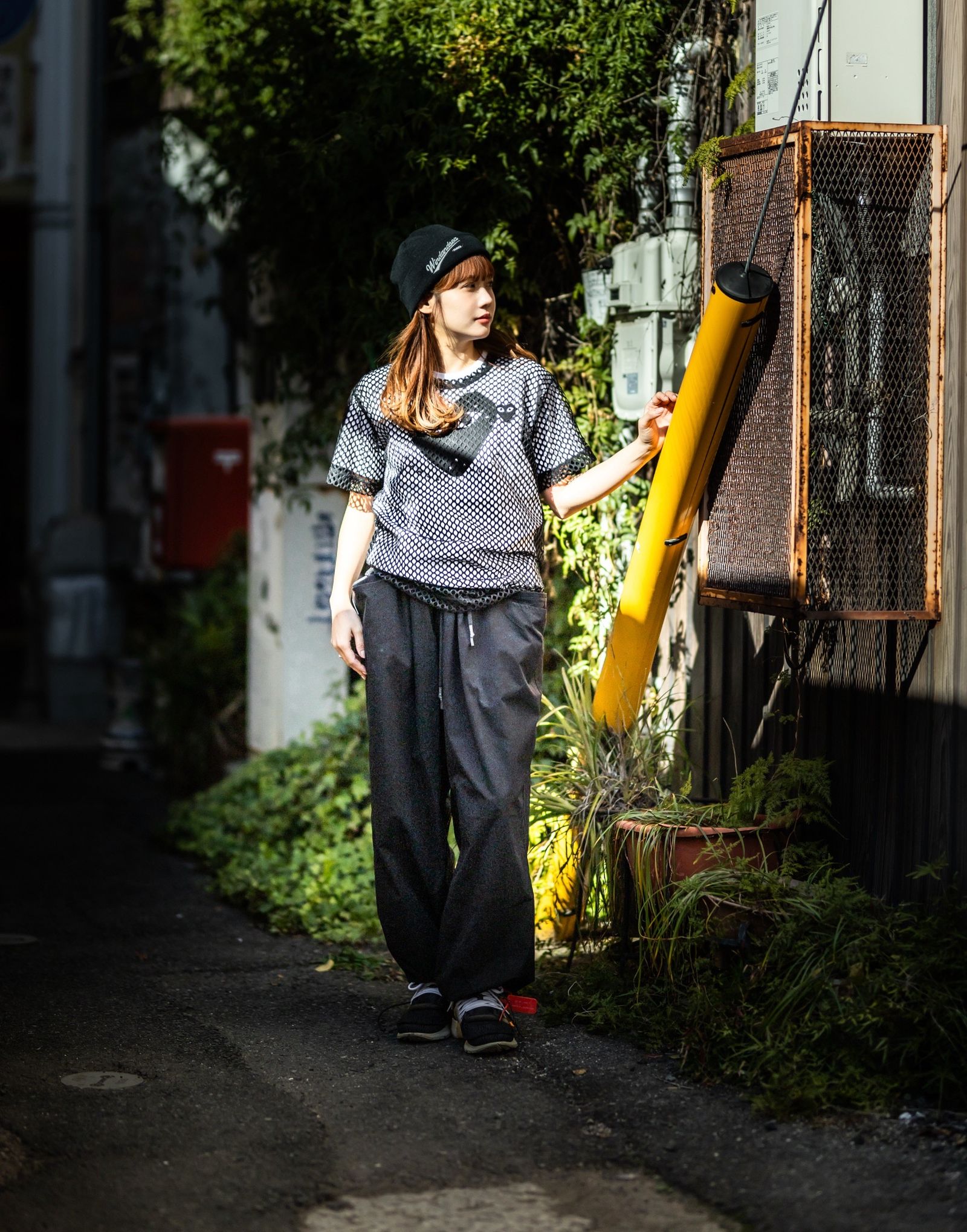 PLAY COMME des GARCONS 新作BLACKエンブレムメッシュTシャツ style