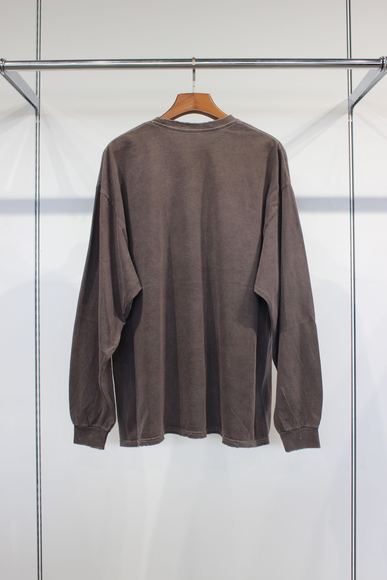 ANCELLM - EMBROIDERY DYED LS T-SHIRT（刺繍） | BROWN | カットソー