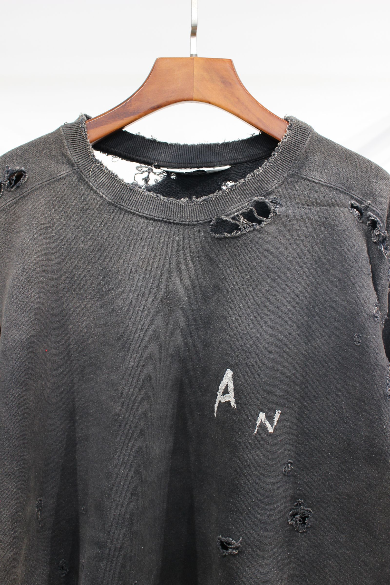 ANCELLM - CRASH UNEVEN OVER SWEAT SHIRT | BLACK | スウェット
