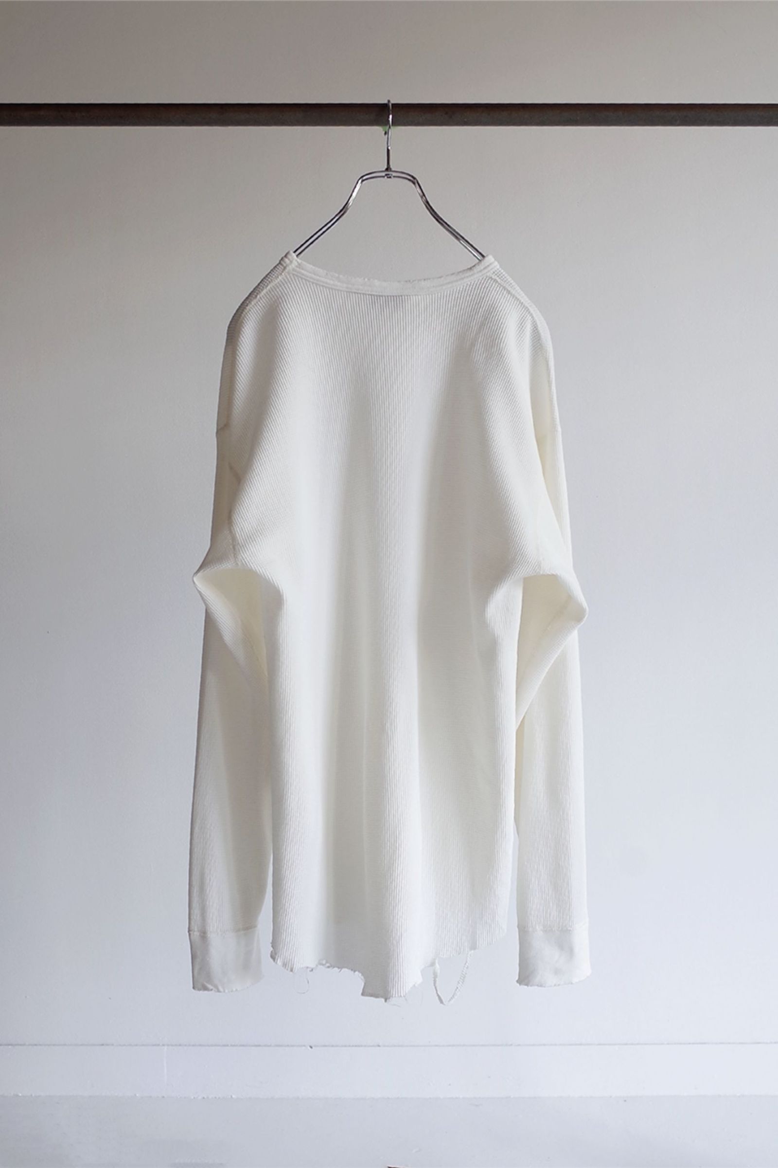 ANCELLM - DAMAGE WAFFLE CREW LS T-SHIRT/WHITE | NapsNote