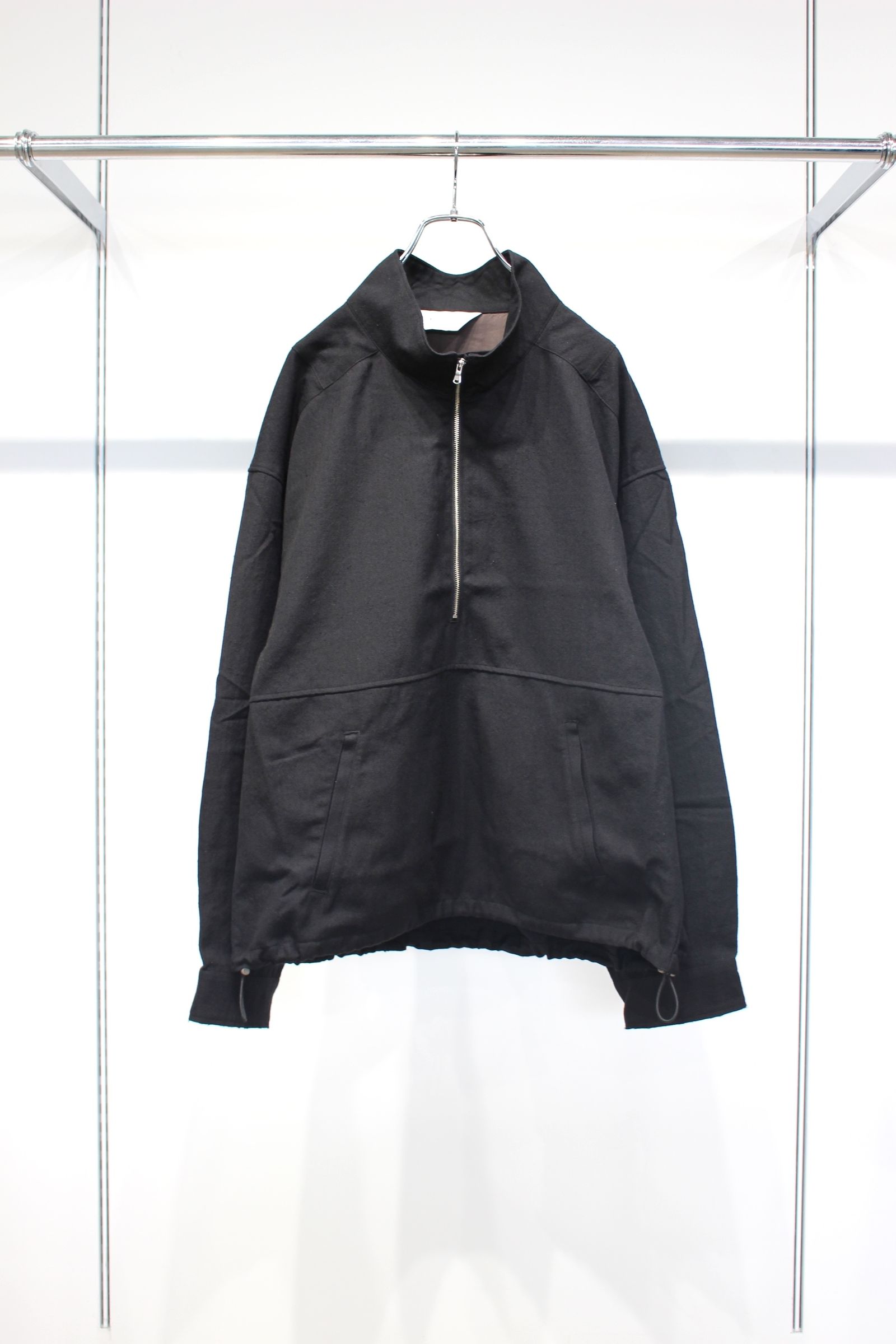 ANCELLM - WOOL HALF ZIP PULL OVER SHIRT | BLACK | ハーフジップ