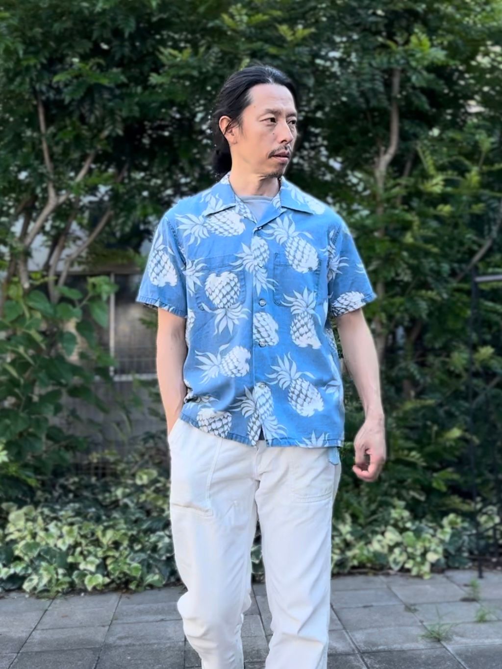 DUKE KAHANAMOKU - ALOHA SHIRT “DUKE'S PINEAPPLE ” / インディゴ