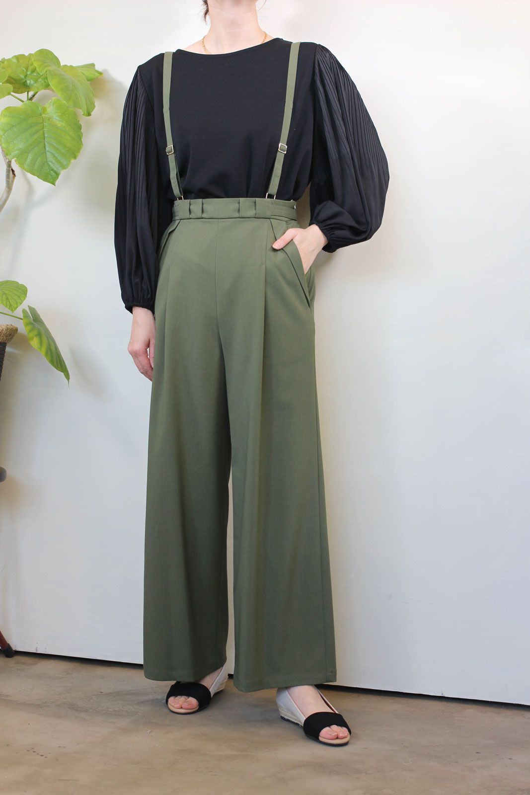 mink chair - バックリボンハイウエストサロペット カーキ | ravii