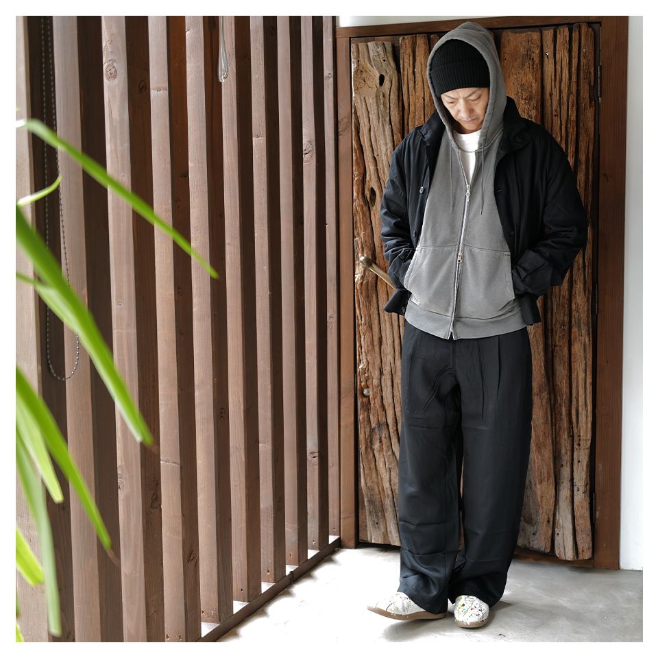 OUR LEGACY - 【Last1 Size48】 RASCAL HOOD Worn Black Hefty Fleece