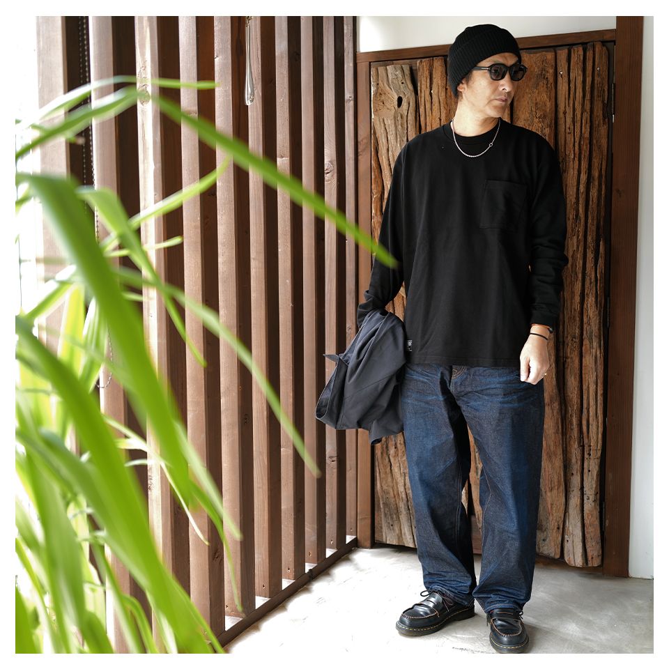 MINEDENIM - 【Last1 L】 Heavy weight Loose Fit L/S T-SH Black | River