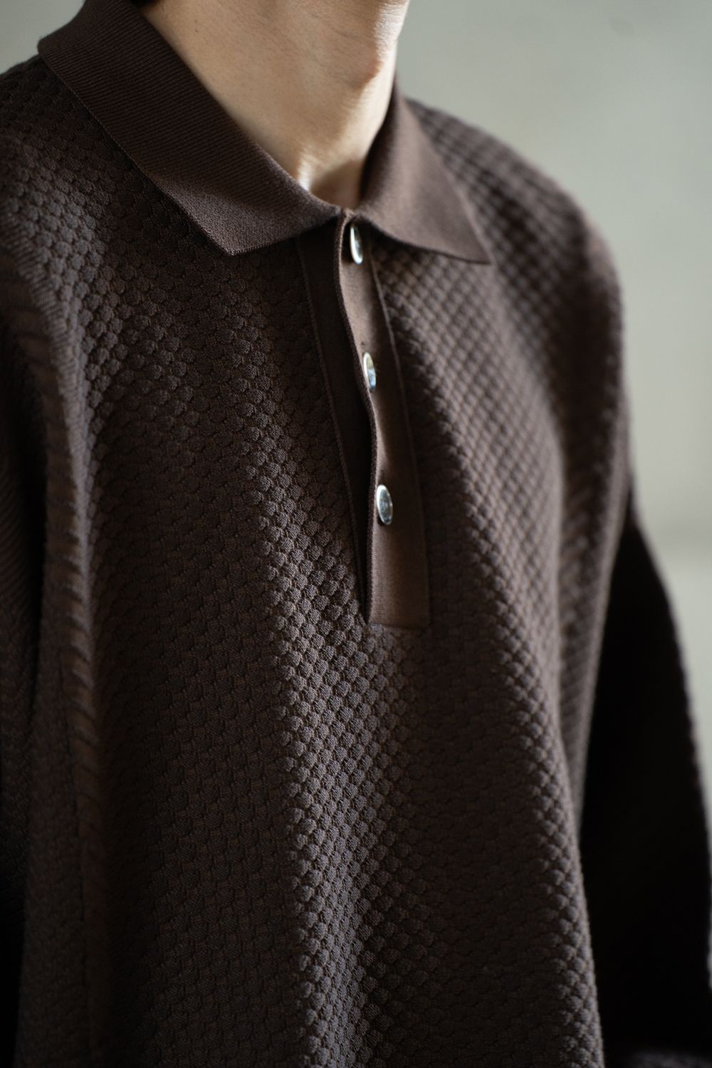 YASHIKI - 【ラスト1点】Sekka Knit Polo(BROWN) | Salty