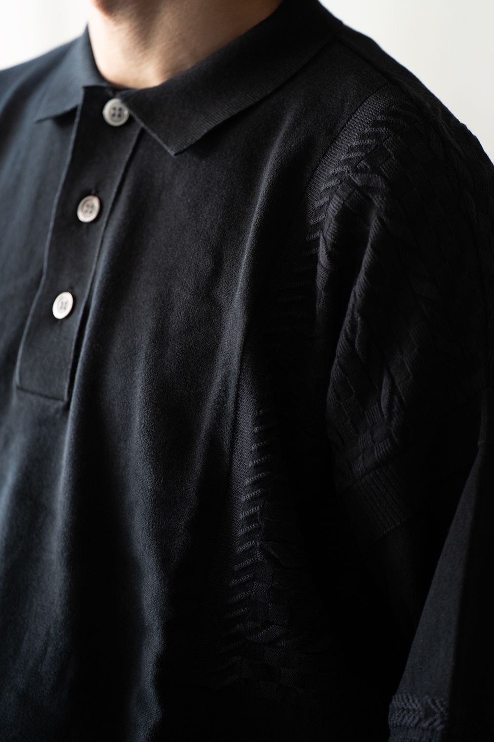 YASHIKI - 【ラスト1点】【24SS】Hazakura Knit Polo(BLACK) | Salty