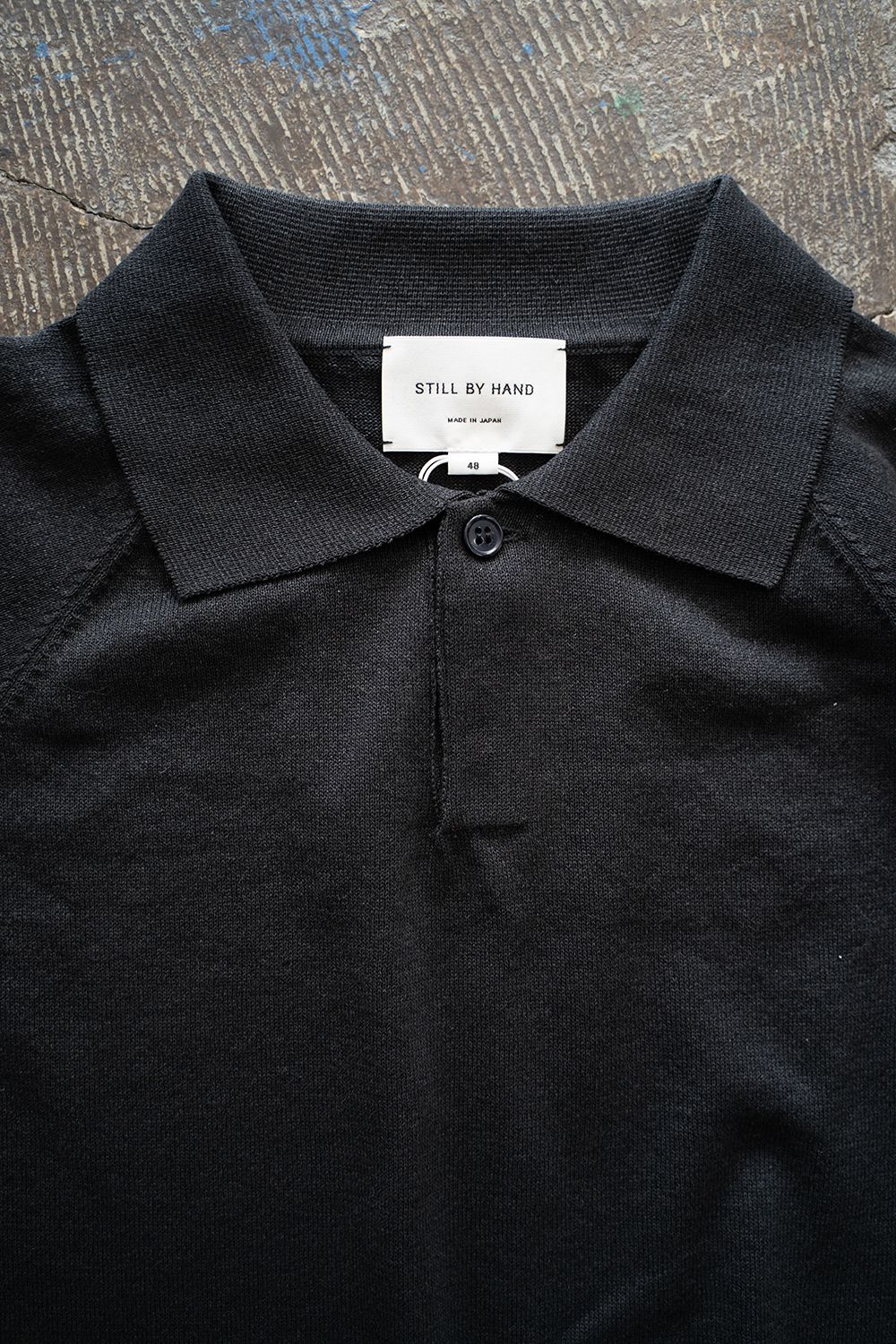 STILL BY HAND - 【ラスト1点】【25SS】和紙混12Gニットポロ(BLACK