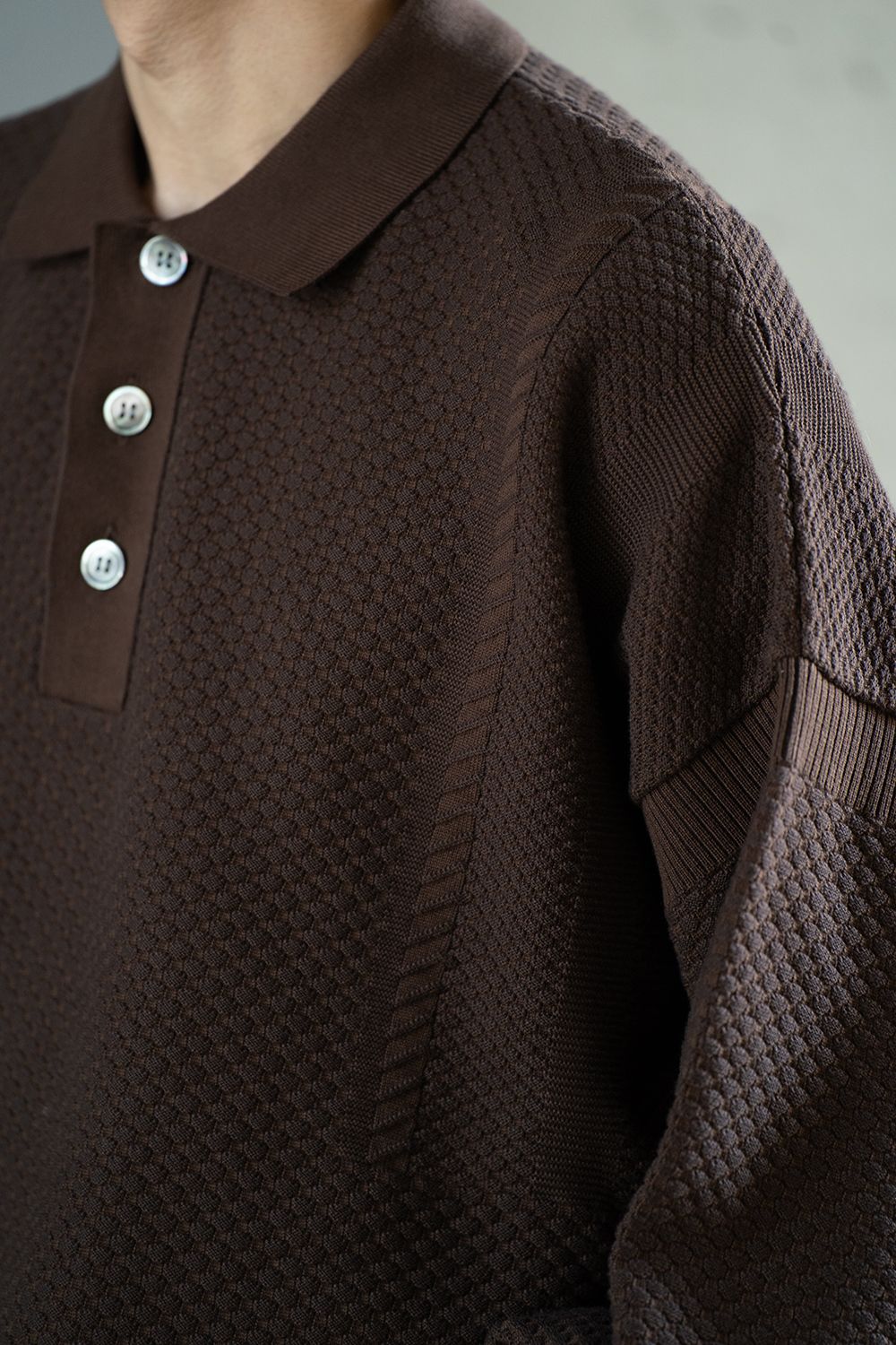 YASHIKI - 【ラスト1点】Sekka Knit Polo(BROWN) | Salty