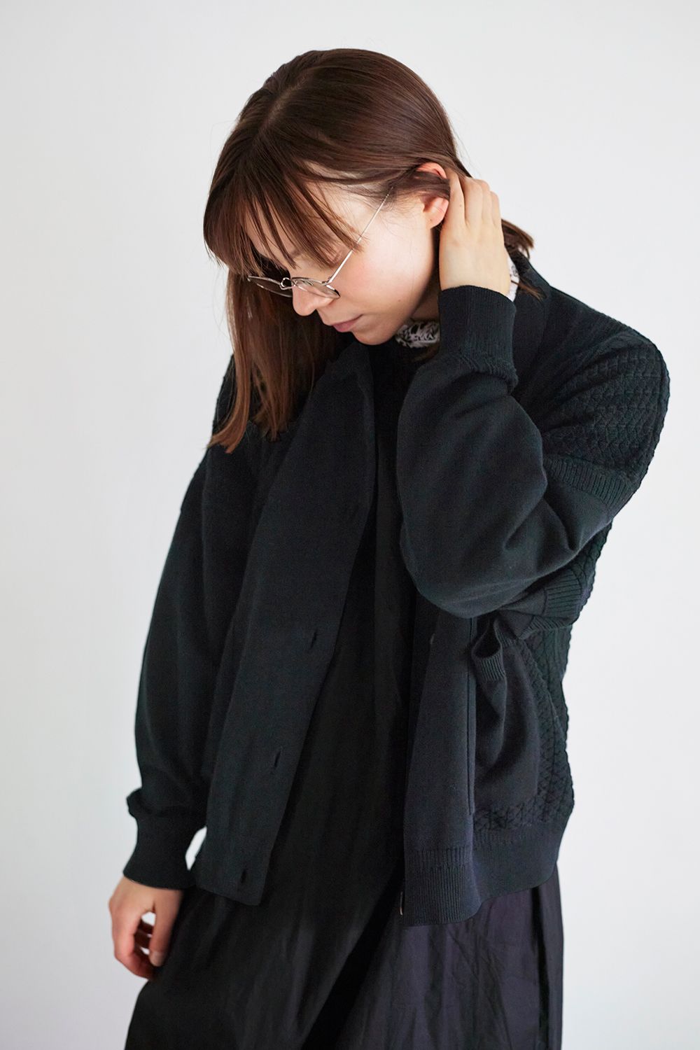 YASHIKI - 【ラスト1点】【23SS】Hanaakari Collar Cardigan(BLACK
