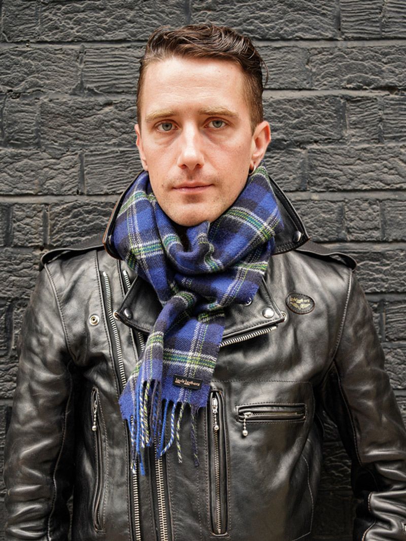 Lewis Leathers - SCOTISH WOOL SCARF - LWB1 (BLUE TARTAN) | SKANDA