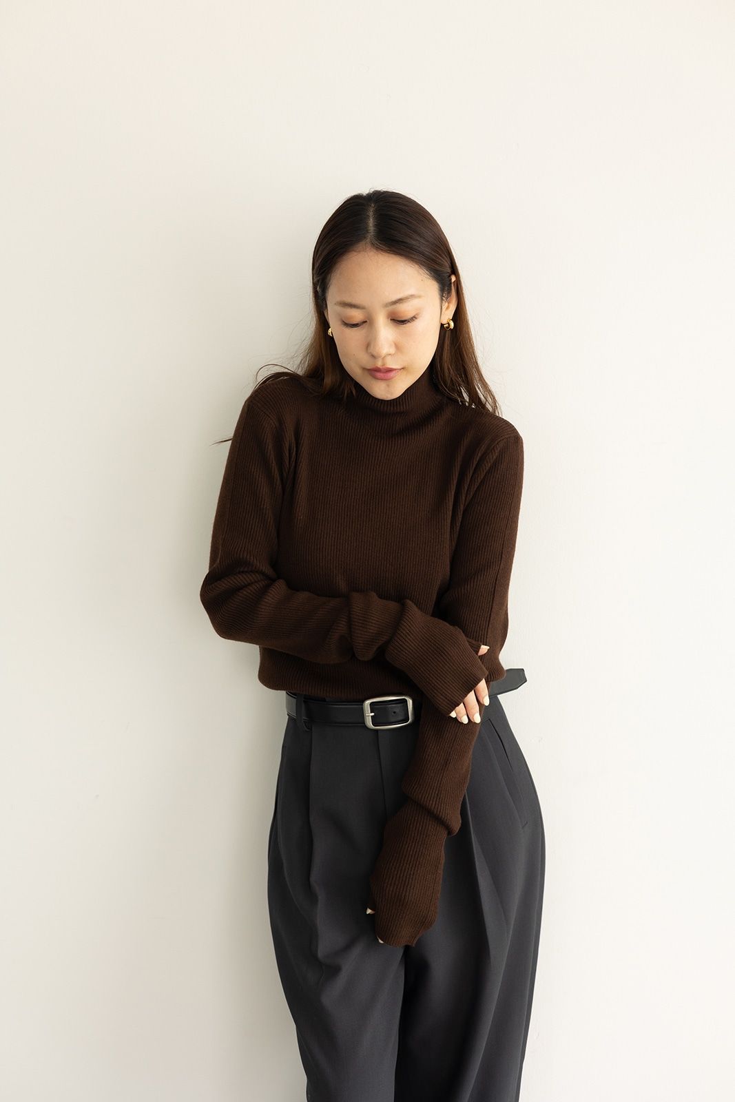 CAVEZA ROSSO - Hand Warmer Ribbed Knit Top / ハンドウォーマー