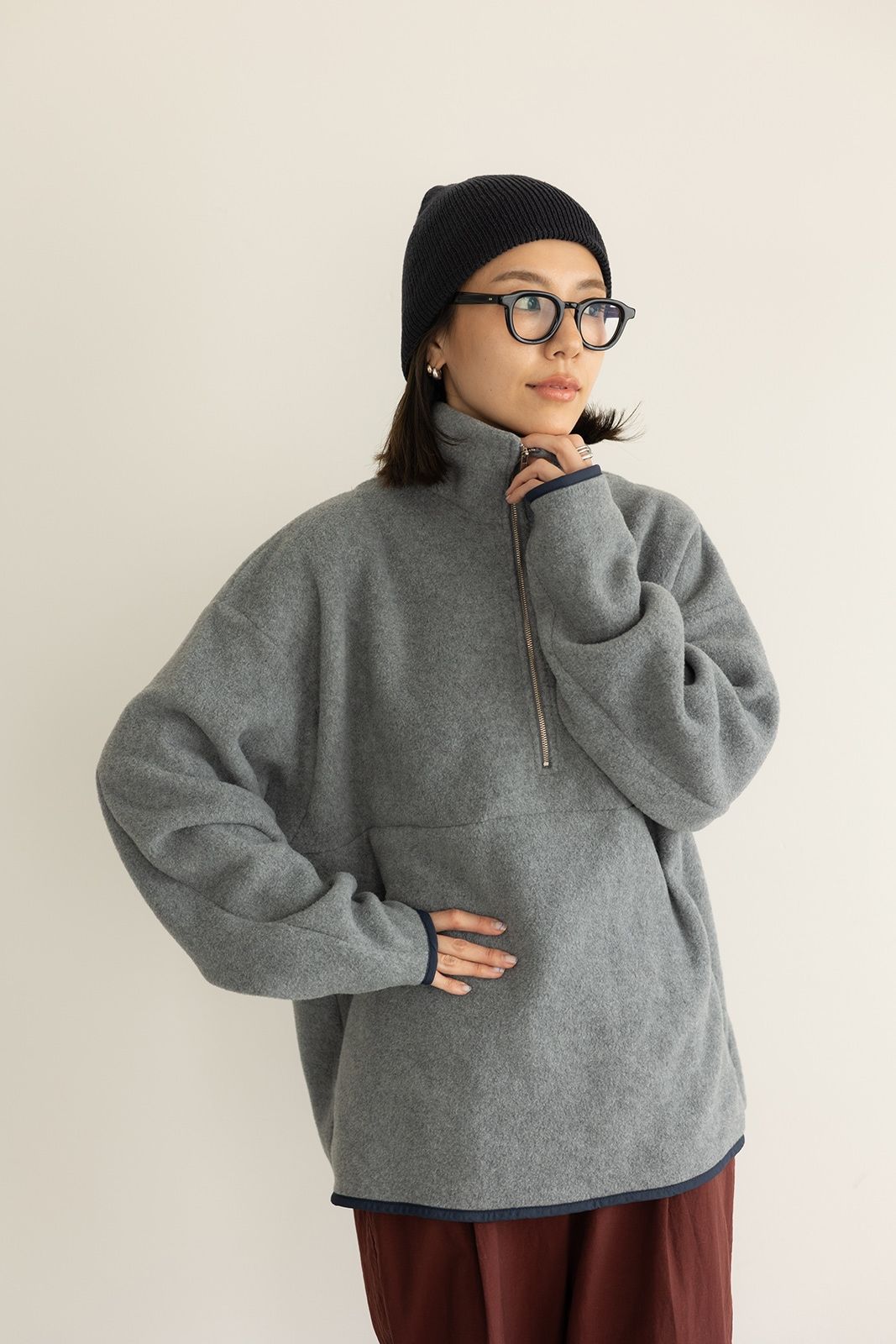 CAVEZA ROSSO - ハーフジップフリースプルオーバー (グレー) | Sir