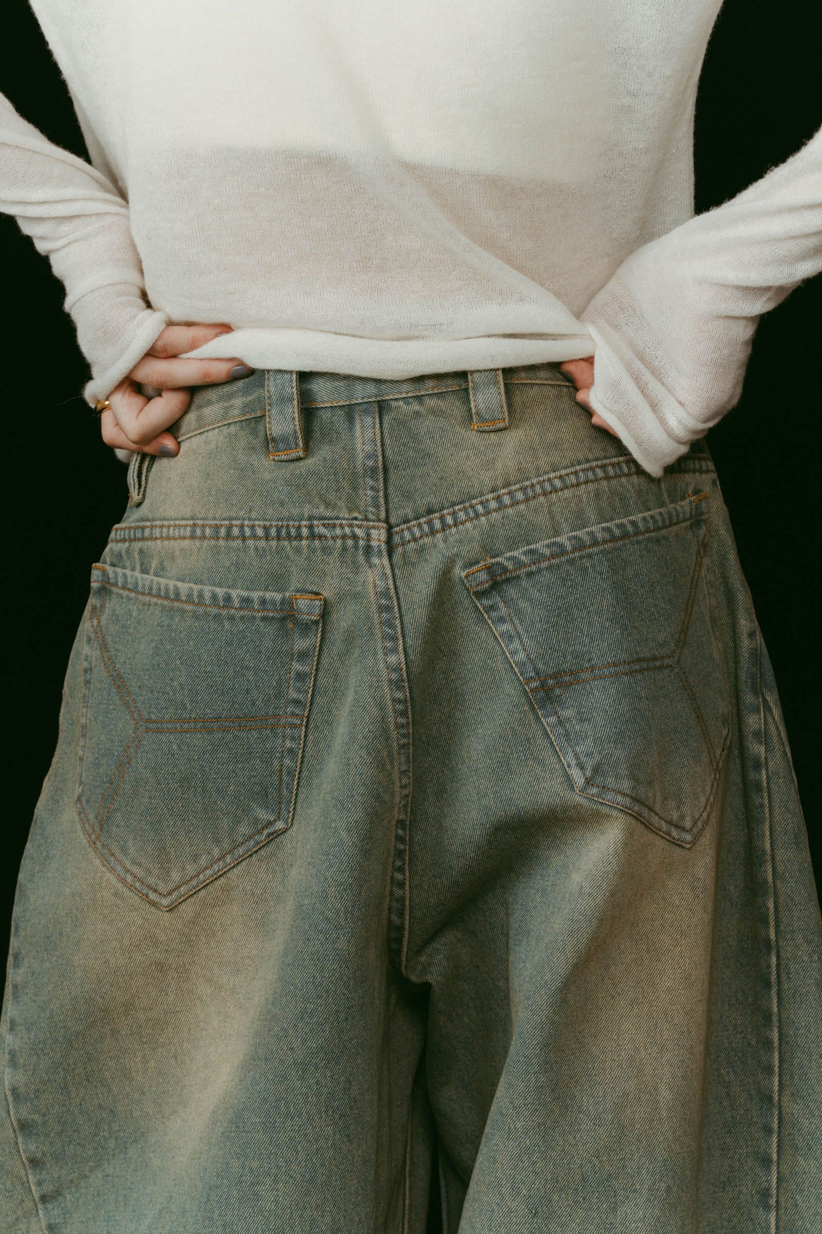 Knuth Marf - shirt wrap denim pants / シャツ巻き デニム (ブルー