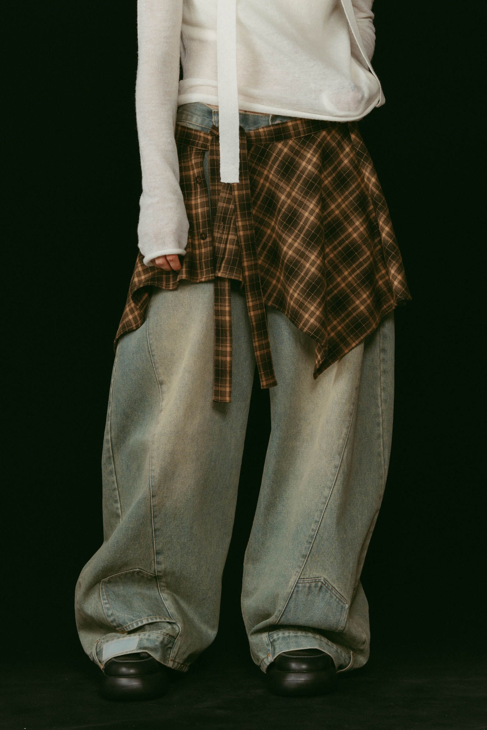 Knuth Marf - shirt wrap denim pants / シャツ巻き デニム (ブルー