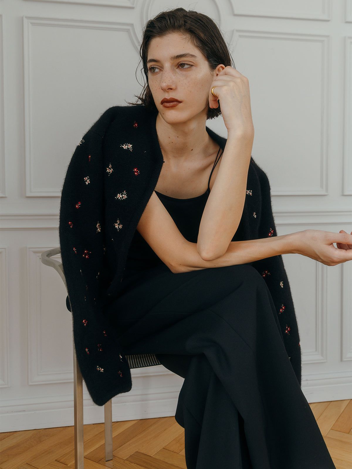 CREDONA - FLOWER EMBROIDERY KNIT JACKET / フラワーエンブロイダリー