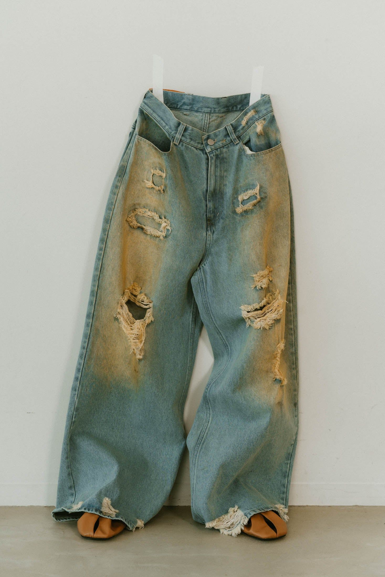 Knuth Marf - damage denim pants / ダメージ デニムパンツ (サックス