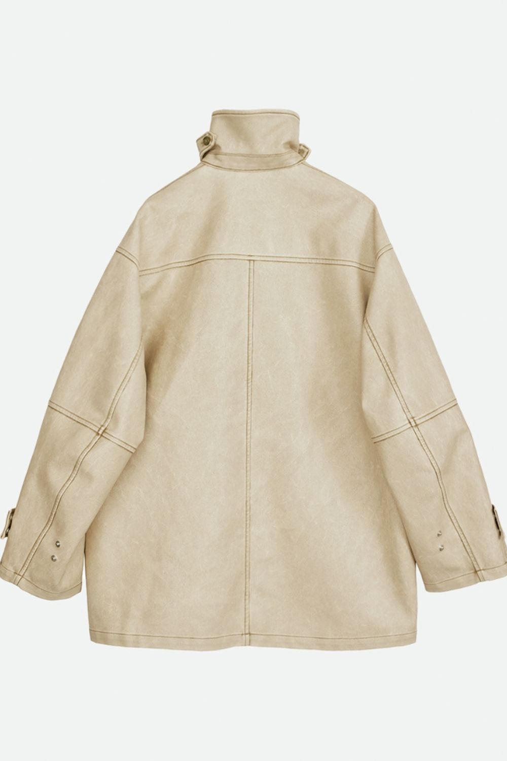 NOUNLESS - CRASH FAKE LEATHER JACKET (BEIGE) / クラッシュフェイク