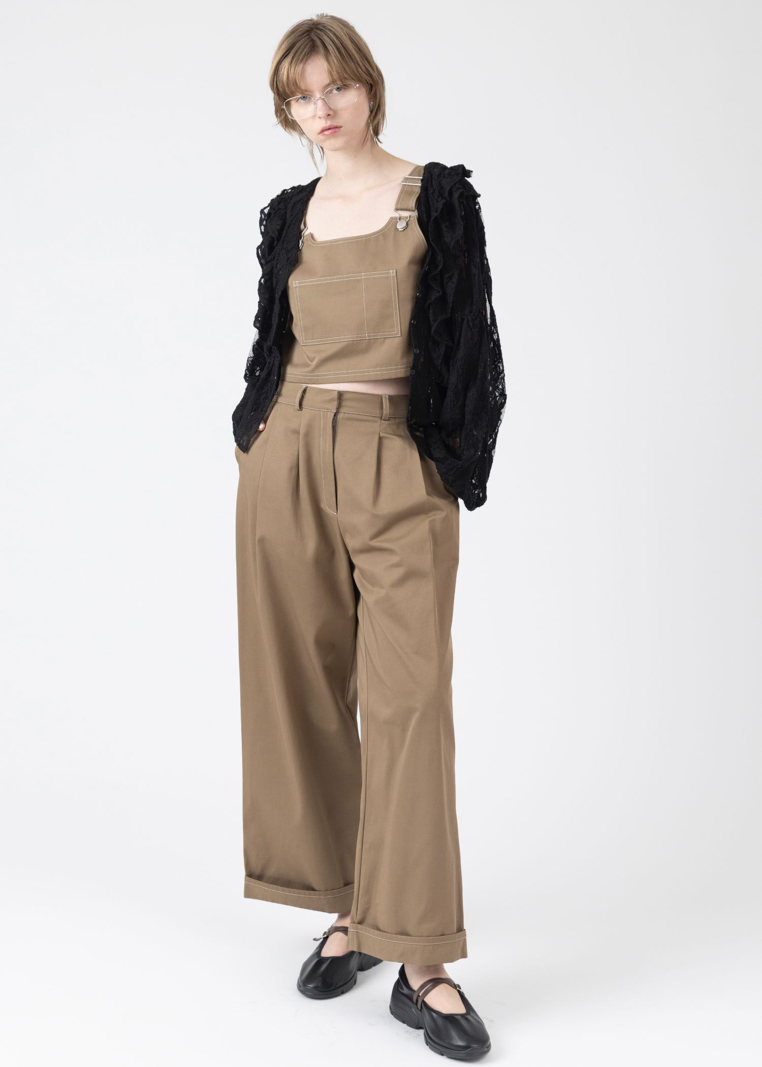 WILLFULLY - 2piece roll up suspenders all-in-one (K/beige) / 2