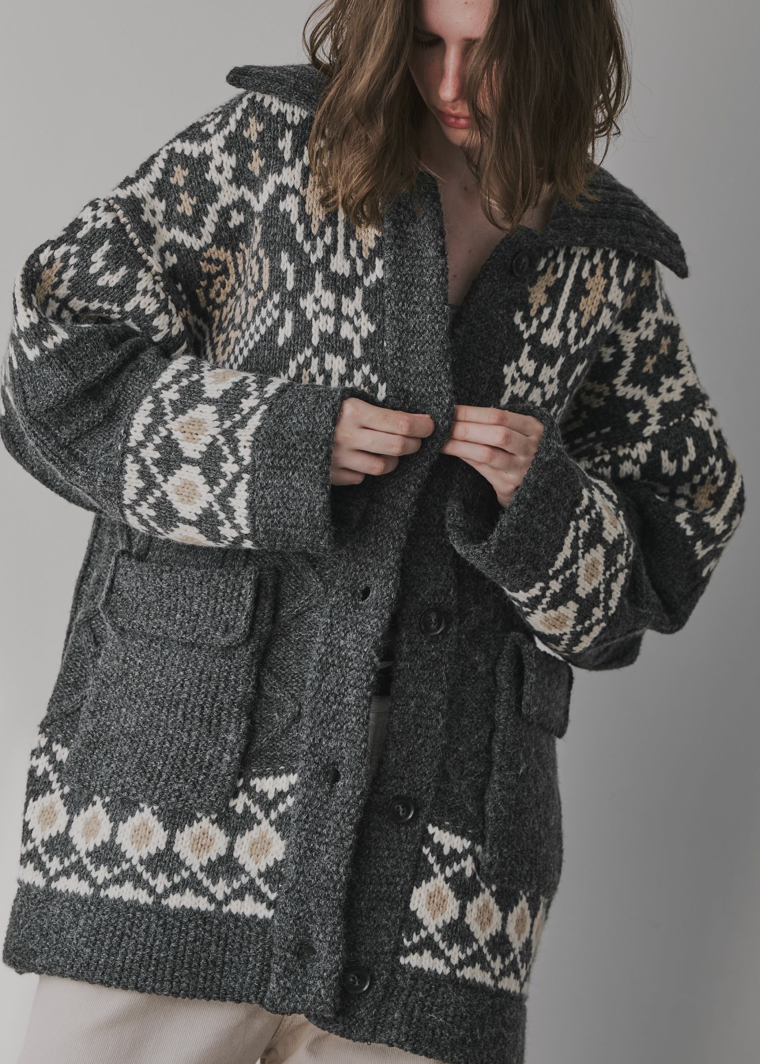 WILLFULLY - nordic pattern knit cowichan jacket / ノルディック