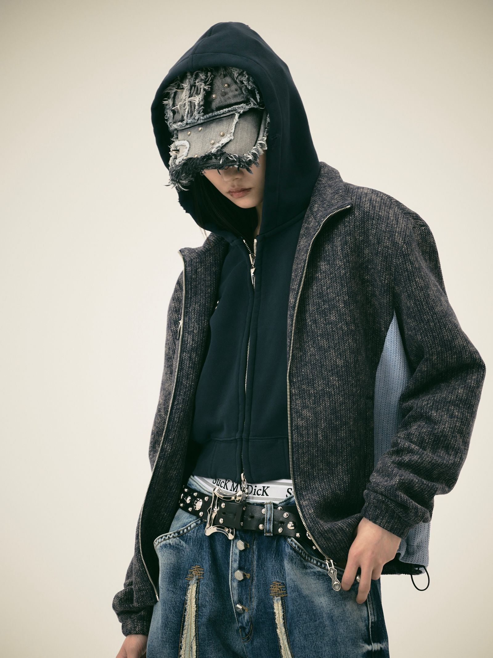 Thug Club - 【25AW】レザー フレーム クロップド ジップアップ