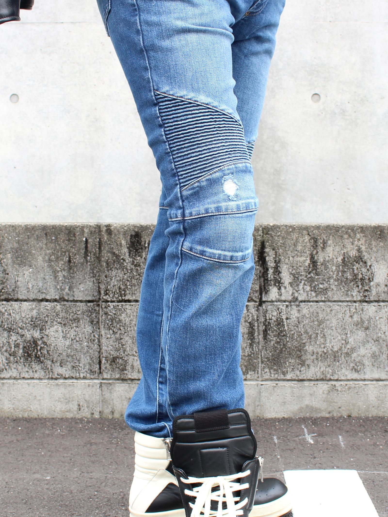 BALMAIN - ヴィンテージ ZIPバイカー デニムパンツ / BH2 PANTS DENIM