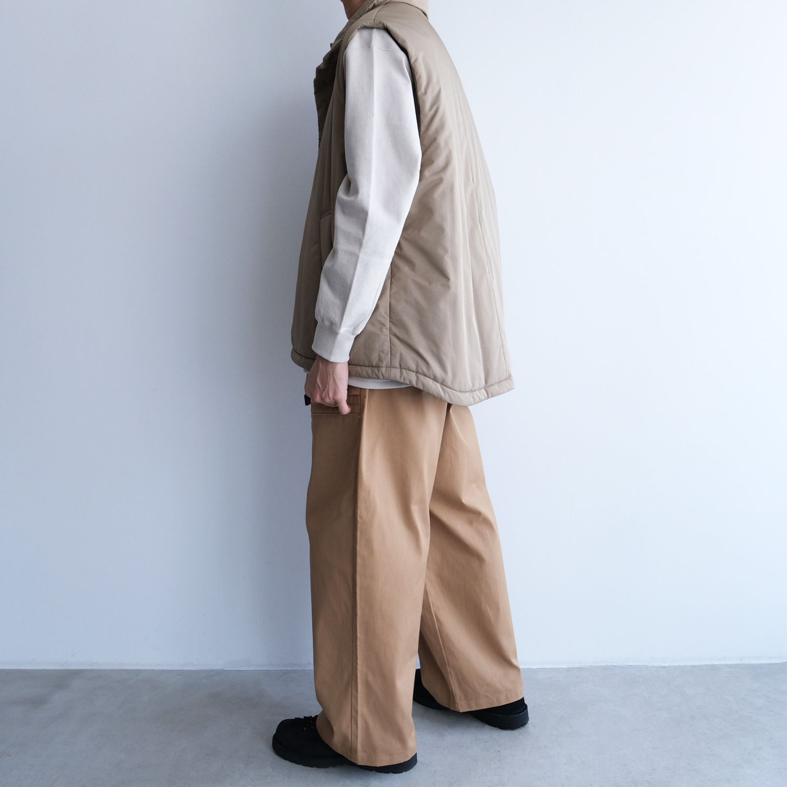 ATON - Vintage Nylon Twill Padded Vest -ベスト-（Beige / ベージュ