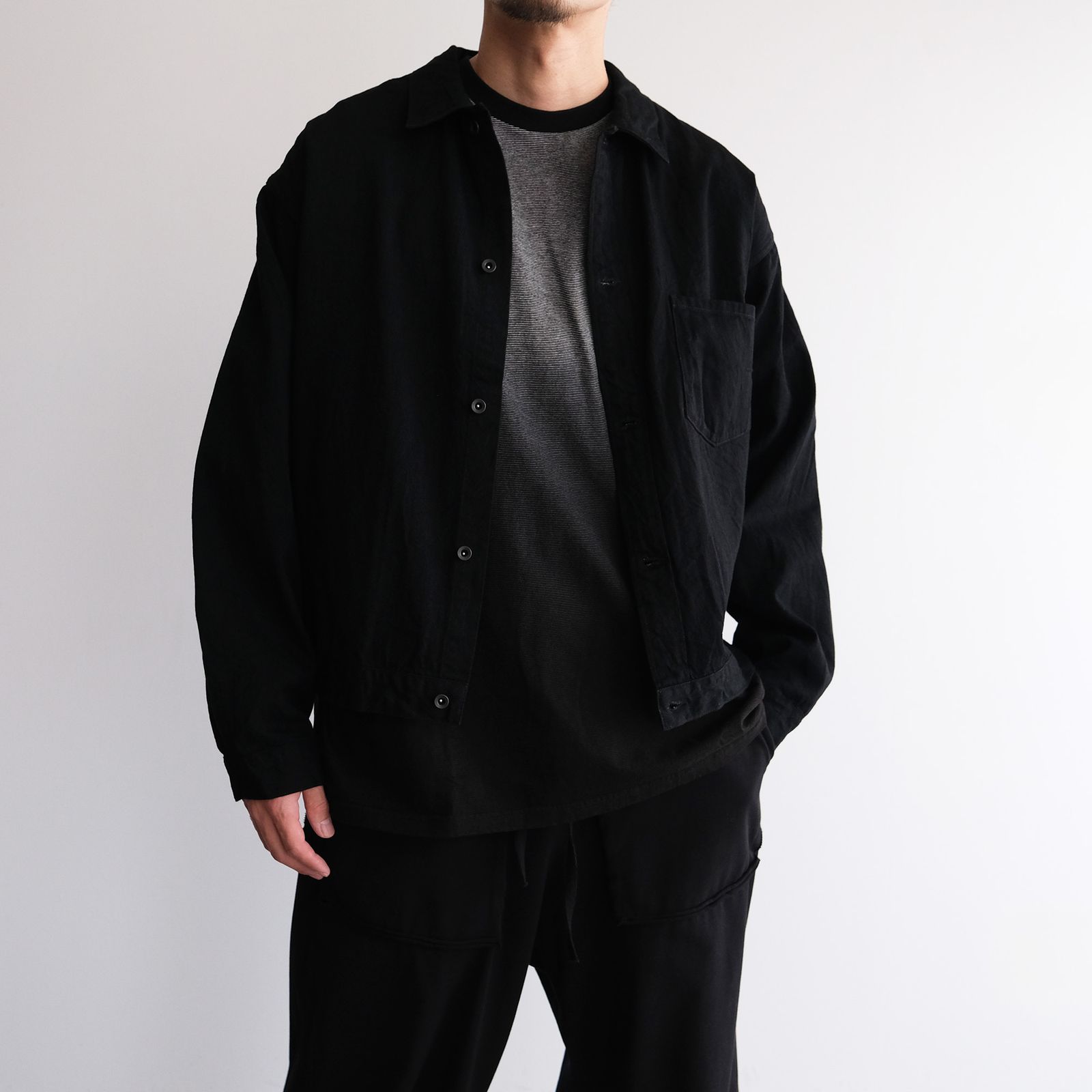 Graphpaper - Gradient Border L/S Tee -Tシャツ-（Black / ブラック