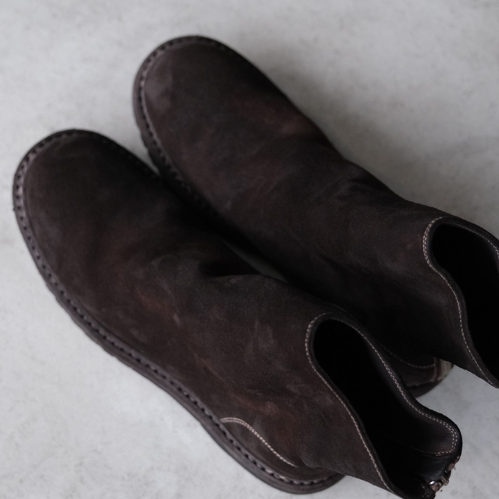 GUIDI - 796V_N Calf Reverse Shoes Back Zip Boot -ブーツ-（Brown