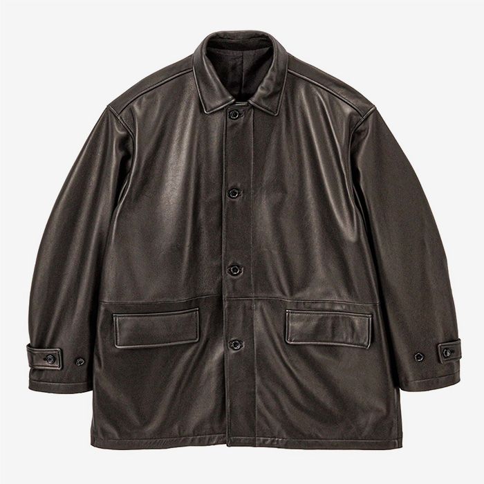Graphpaper - Lamb Leather Car Coat / Black | Stripe Online Store
