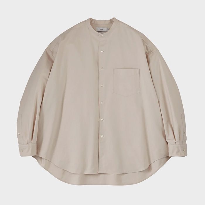 Graphpaper - Oxford L/S Oversized Band Collar Shirt / BROWN