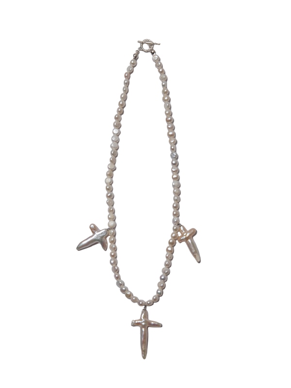 COOTIE 「Distortion Cross Pearl Necklace (Type-2)」 パール ネックレス