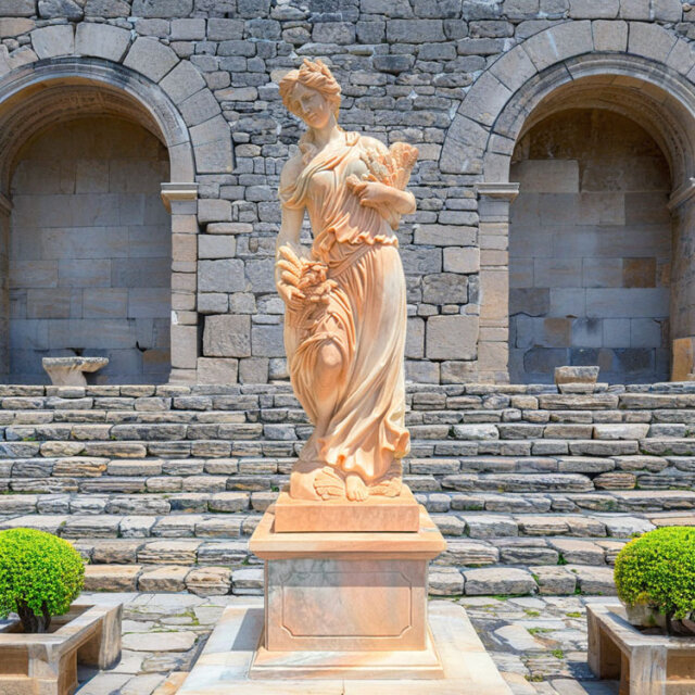 天然大理石彫刻 収穫のヴィーナス（秋） ピンク｜希少ピンク大理石