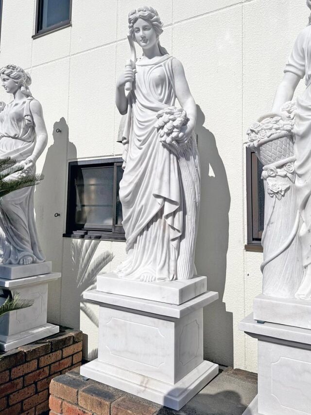 天然大理石彫刻 季節の乙女（秋）｜女性像・ヴィーナス像｜ガーデン