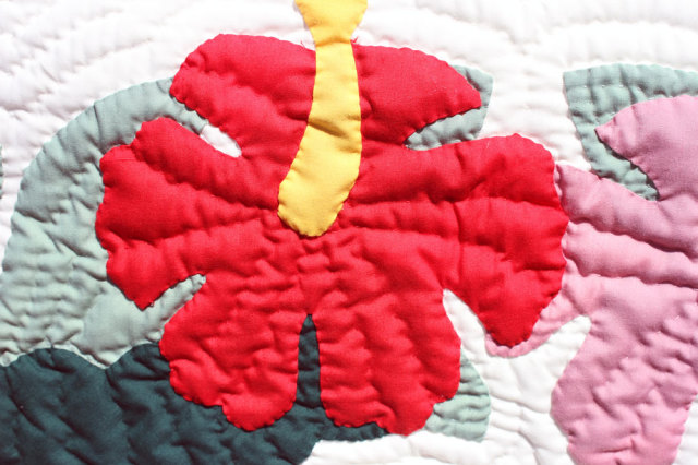 Hawaiian quilt ハワイアンキルトタペストリー ホヌフラワー 152×152cm