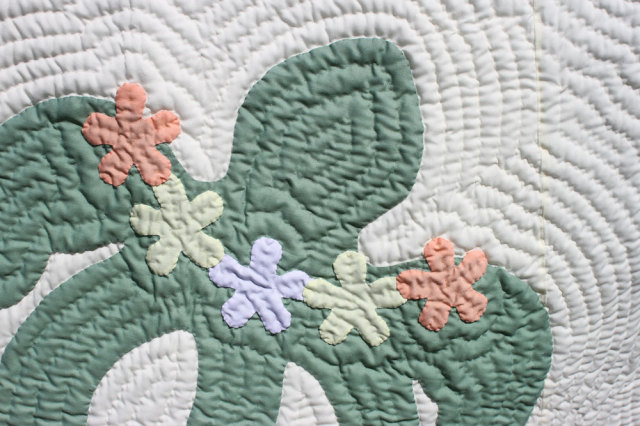Hawaiian quilt ハワイアンキルトタペストリー ホヌフラワー 152×152cm