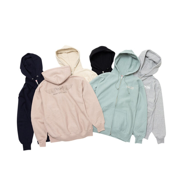 2025 RASH ラッシュ 羽バック フルジップ パーカー メンズウェア