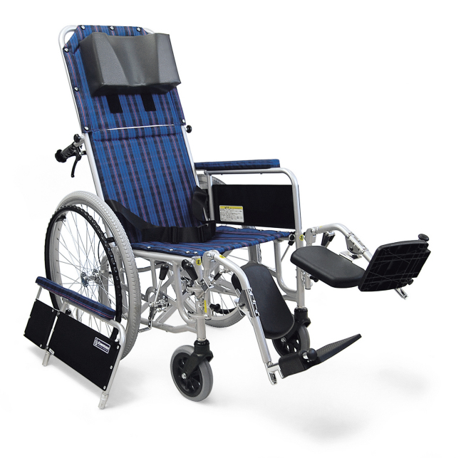 アルミ製リクライニング式車椅子RR52-NB 【肘掛け標準型仕様 介助