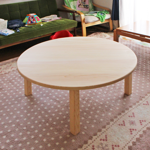 丸 ローテーブル 円卓 100 四本脚 シンプル 木製 無垢 ちゃぶ台 丸座卓