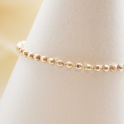 18金ゴールド-華奢シンプルリング「デュプレーカットボールチェーン