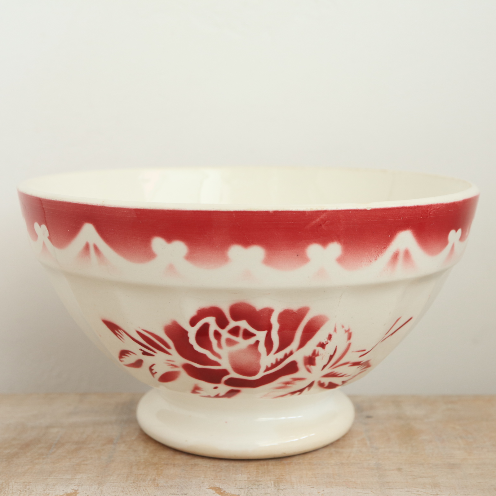 アンティーク カフェオレボウル バラ フランス ディゴワン製 PATRISIA