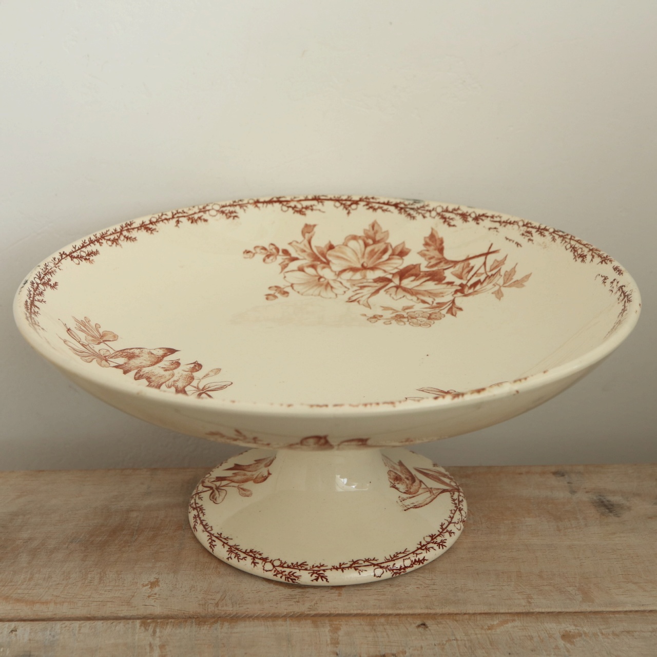 アンティーク コンポティエ 小鳥 SYLVA フランス クレイユモントロー製